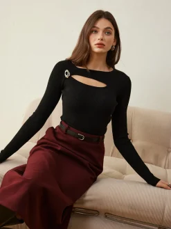 COMMENSE Wool-Blend Skinny Knit Top* Sweater Tops|Sweaters & Cardigans
