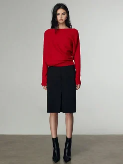 COMMENSE Wool-Blend Straight Neck Knit Top* Sweater Tops|Sweaters & Cardigans