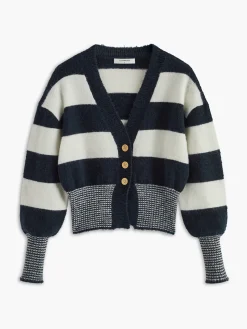 COMMENSE Wool-Blend Striped Cinched Cardigan* Cardigans|Sweaters & Cardigans