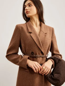 COMMENSE Wool-Blend Textured Belted Blazer* Outerwear|Blazers