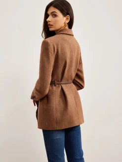 COMMENSE Wool-Blend Textured Belted Blazer* Outerwear|Blazers