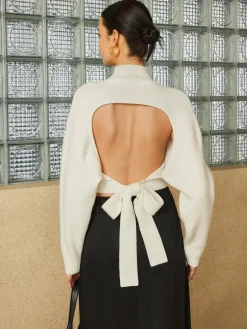 COMMENSE Wool-Blend Tie Open Back Sweater* Sweater Tops|Sweaters & Cardigans