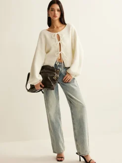COMMENSE Wool-Blend Tie-Front Cardigan* Cardigans|Sweaters & Cardigans