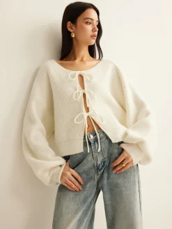 COMMENSE Wool-Blend Tie-Front Cardigan* Cardigans|Sweaters & Cardigans