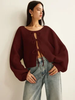 COMMENSE Wool-Blend Tie-Front Cardigan* Cardigans|Sweaters & Cardigans