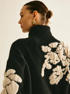 COMMENSE Wool-Blend Turtleneck Jacquard Sweater* Sweater Tops|Sweaters & Cardigans