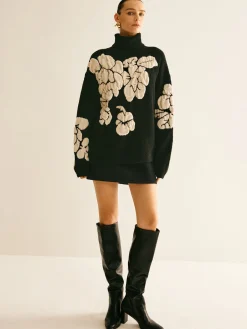 COMMENSE Wool-Blend Turtleneck Jacquard Sweater* Sweater Tops|Sweaters & Cardigans