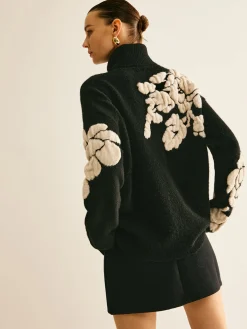 COMMENSE Wool-Blend Turtleneck Jacquard Sweater* Sweater Tops|Sweaters & Cardigans