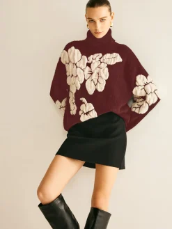 COMMENSE Wool-Blend Turtleneck Jacquard Sweater* Sweater Tops|Sweaters & Cardigans
