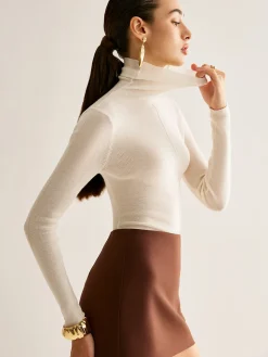 COMMENSE Wool-Blend Turtleneck Piping Sweater* Sweater Tops|Sweaters & Cardigans