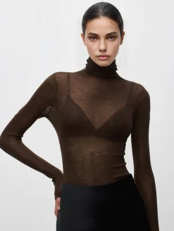 COMMENSE Wool-Blend Turtleneck Sheer Sweater* Sweater Tops|Sweaters & Cardigans