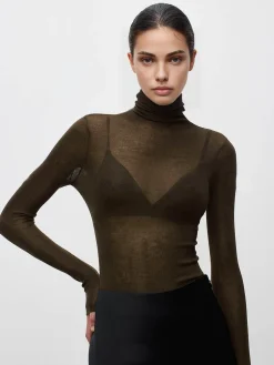 COMMENSE Wool-Blend Turtleneck Sheer Sweater* Sweater Tops|Sweaters & Cardigans