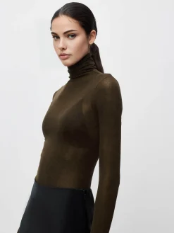 COMMENSE Wool-Blend Turtleneck Sheer Sweater* Sweater Tops|Sweaters & Cardigans