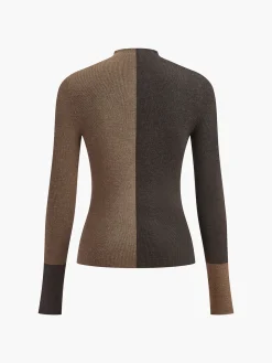 COMMENSE Wool-Blend Two Tone Skinny Knit Top* Sweater Tops|Sweaters & Cardigans