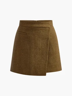 COMMENSE Wool-Blend Zipper Wrap Skirt* Skirts|Bottoms