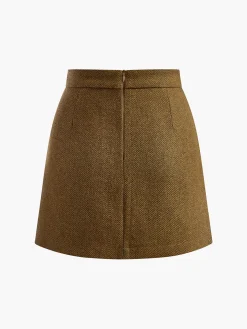 COMMENSE Wool-Blend Zipper Wrap Skirt* Skirts|Bottoms