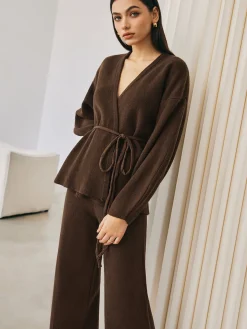 COMMENSE Wrap Belted Sweater Pants Set* Sweater Tops|Sweaters & Cardigans