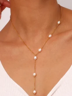COMMENSE Y-Shape Pearl Pendant Necklace* Necklaces|Accessories