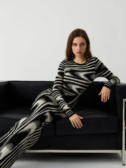 COMMENSE Zebra Print Long Sleeve Sweater Dress* Black Dresses|Sweater Dresses