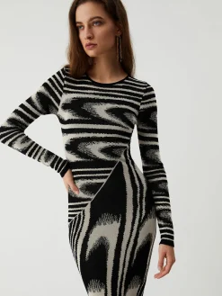 COMMENSE Zebra Print Long Sleeve Sweater Dress* Black Dresses|Sweater Dresses