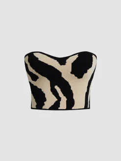 COMMENSE Zebra Print Tube Top* Tank Tops & Camis