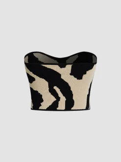 COMMENSE Zebra Print Tube Top* Tank Tops & Camis