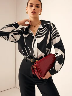 COMMENSE Zebra Printed Button-Down Collar Shirt* Blouses & Shirts|Tops