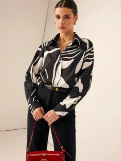 COMMENSE Zebra Printed Button-Down Collar Shirt* Blouses & Shirts|Tops