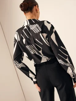 COMMENSE Zebra Printed Button-Down Collar Shirt* Blouses & Shirts|Tops