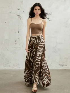 COMMENSE Zebra Printed Maxi Skirt* Skirts|Bottoms