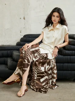 COMMENSE Zebra Printed Maxi Skirt* Skirts|Bottoms