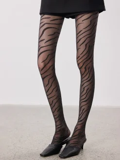 COMMENSE Zebra-Pattern Sheer Tights* Socks & Tights|Accessories