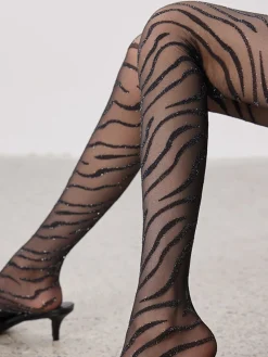 COMMENSE Zebra-Pattern Sheer Tights* Socks & Tights|Accessories