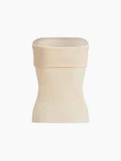 COMMENSE Zip Down Overfold Strapless Tube Top* Sweater Tops|Tank Tops & Camis