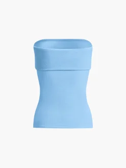 COMMENSE Zip Down Overfold Strapless Tube Top* Sweater Tops|Tank Tops & Camis