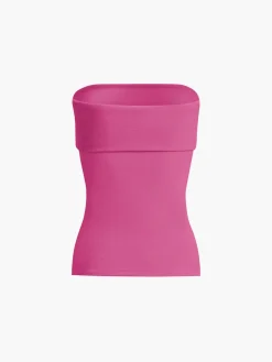 COMMENSE Zip Down Overfold Strapless Tube Top* Sweater Tops|Tank Tops & Camis