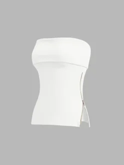 COMMENSE Zip Down Overfold Strapless Tube Top* Sweater Tops|Tank Tops & Camis