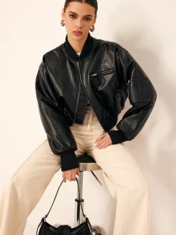 COMMENSE Zip Pockets PU Leather Short Jacket* Outerwear|Jackets