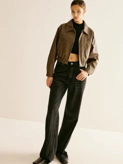 COMMENSE Zipper Faux Leather Jacket* Outerwear|Jackets