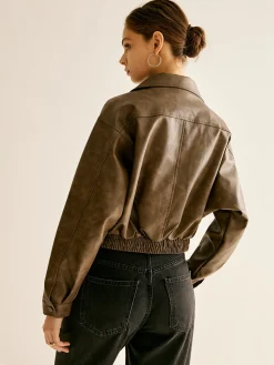 COMMENSE Zipper Faux Leather Jacket* Outerwear|Jackets
