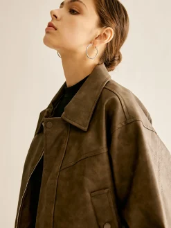 COMMENSE Zipper Faux Leather Jacket* Outerwear|Jackets
