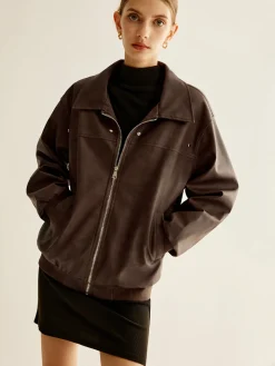 COMMENSE Zipper Shift PU Leather Jacket* Outerwear|Jackets