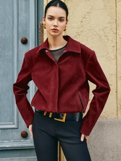 COMMENSE Zipper-Pockets Lapel Suede Jacket* Outerwear|Jackets