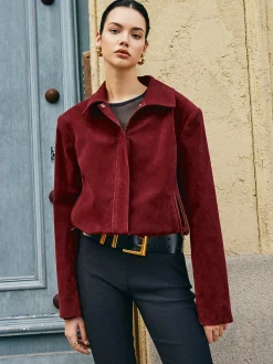 COMMENSE Zipper-Pockets Lapel Suede Jacket* Outerwear|Jackets