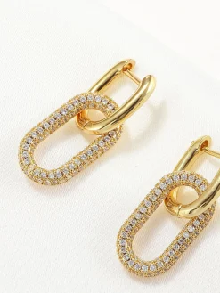 COMMENSE Zircon Hoop Pendant Earrings* Earrings|Accessories